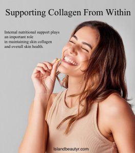 Daily collagen intake concept supporting skin collagen production and skin health