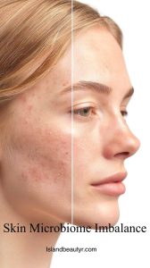 close up of inflamed acne linked to skin microbiome acne imbalance