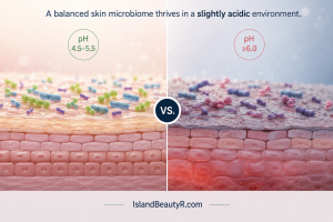 Skin microbiome imbalance caused by elevated skin pH and acne triggers