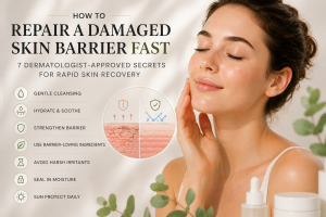 How to repair a damaged skin barrier fast with dermatologist-approved skincare tips for skin barrier recovery, hydration, reduced redness, and healthy glowing skin.