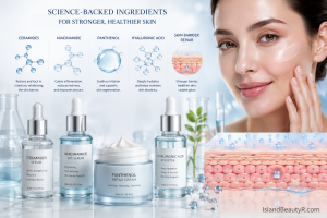 Best ingredients for skin barrier repair, including ceramides, niacinamide, and panthenol