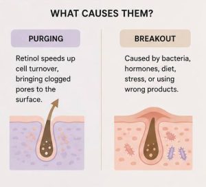 Retinol increasing skin cell turnover and accelerating pore clearing process