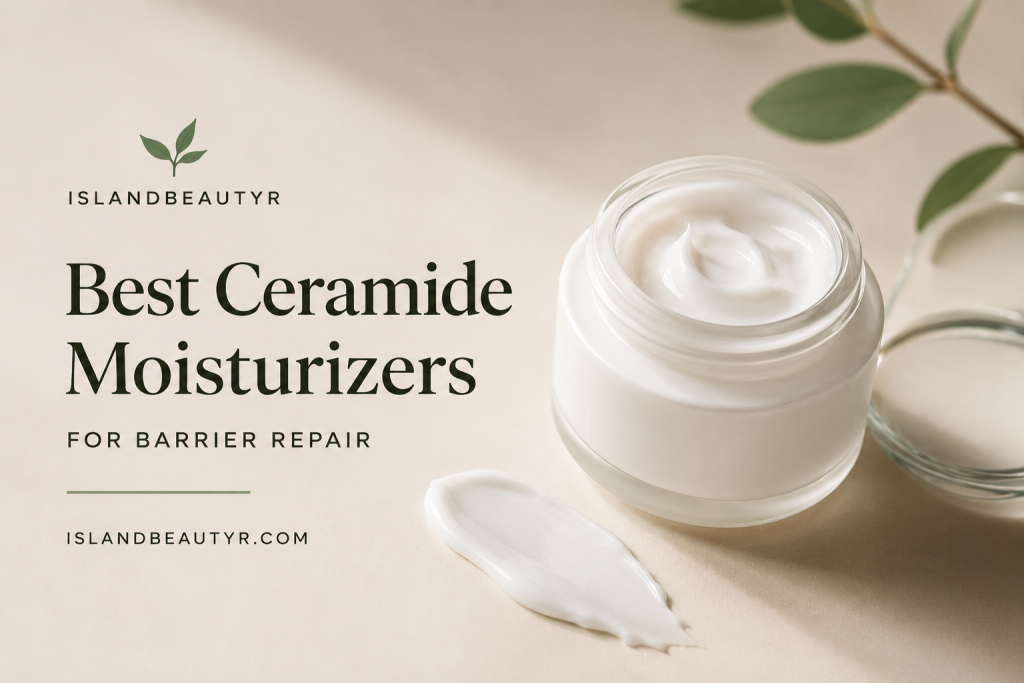Best Ceramide Moisturizers for Barrier Repair featuring a minimalist ceramide face cream on a clean neutral background