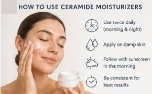 Applying a ceramide moisturizer correctly to support skin barrier repair and long-lasting hydration