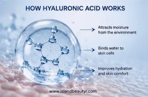 How Hyaluronic Acid for Skin Barrier Repair attracts water and improves skin hydration