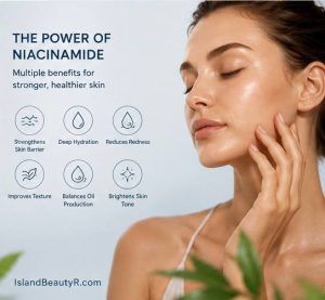 Healthy glowing skin after using Niacinamide for Skin Barrier Repair to improve hydration, reduce redness, and strengthen the skin barrier