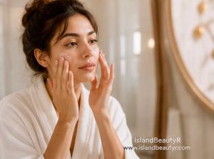 Woman applying an emollient moisturizer for smoother skin in the Occlusive vs Humectant vs Emollient guide