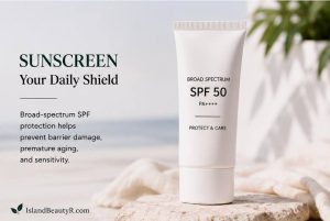 Niacinamide serum and sunscreen for faster skin barrier repair and daily protection