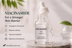 Niacinamide serum and sunscreen for faster skin barrier repair and daily protection