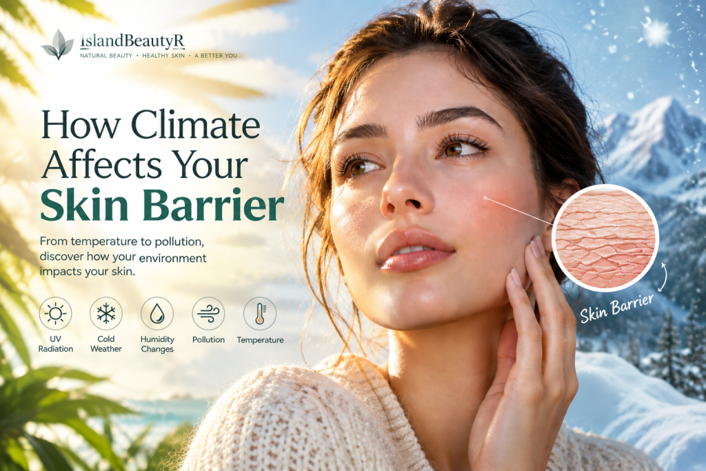 How climate affects your skin barrier with temperature, humidity, UV, cold weather, and pollution