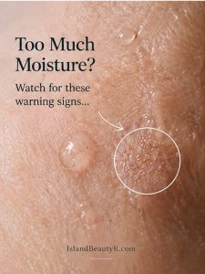 Close-up of skin showing signs of too much moisture and possible over-moisturizing