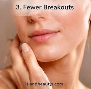fewer breakouts as a sign of a healthier and healing skin barrier