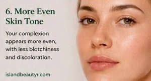 more even skin tone with reduced blotchiness as a sign of a healthier skin barrier