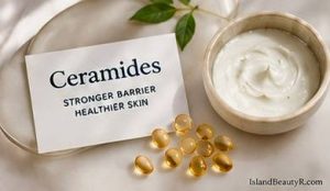 Ceramides in skincare with the healthy skin barrier concept