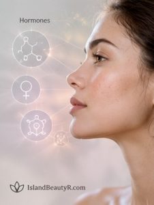 Hormonal changes and sebum production contributing to closed comedones