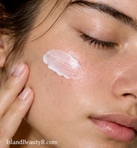 Lightweight moisturizer applied to acne-prone skin with closed comedones